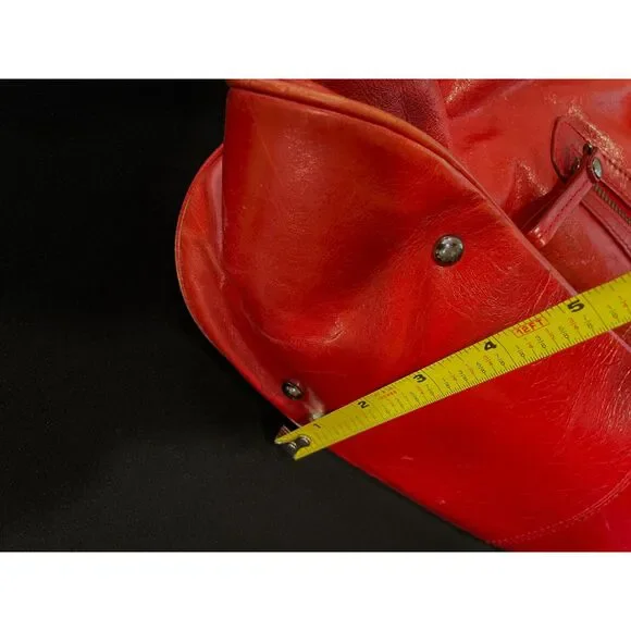 ~ Kenneth Cole NY leather bag shoulder purse brick red, double strap metal chain - Picture 4 of 16